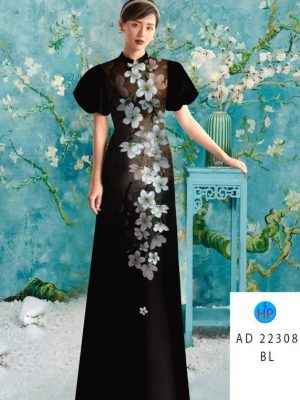 Vải Áo Dài Hoa In 3D AD 22308 27